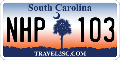 SC license plate NHP103