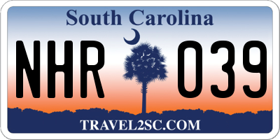 SC license plate NHR039