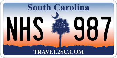 SC license plate NHS987
