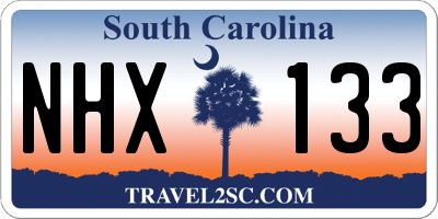 SC license plate NHX133