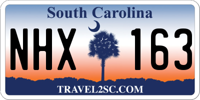 SC license plate NHX163