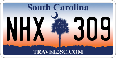 SC license plate NHX309