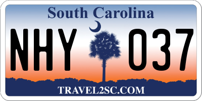 SC license plate NHY037