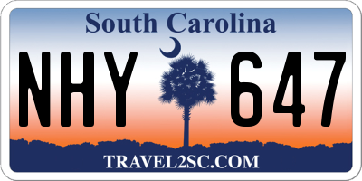 SC license plate NHY647