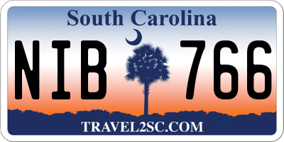 SC license plate NIB766