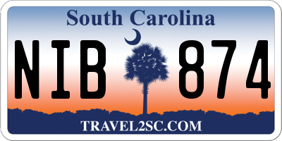 SC license plate NIB874