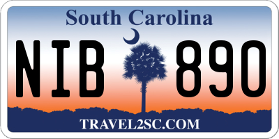 SC license plate NIB890