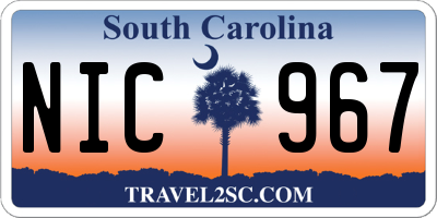 SC license plate NIC967