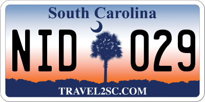 SC license plate NID029