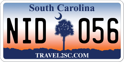SC license plate NID056