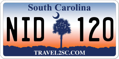 SC license plate NID120