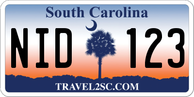 SC license plate NID123