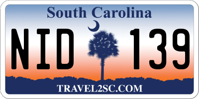 SC license plate NID139