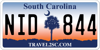 SC license plate NID844