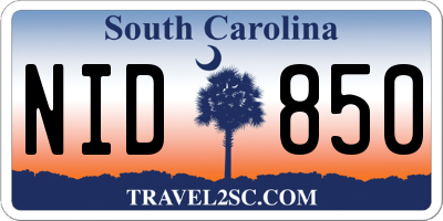 SC license plate NID850