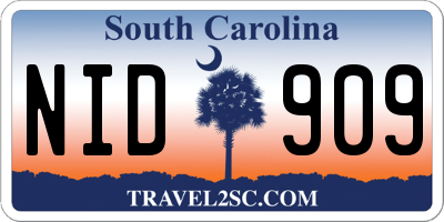 SC license plate NID909