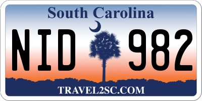 SC license plate NID982