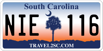 SC license plate NIE116