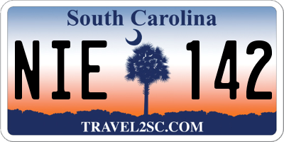 SC license plate NIE142