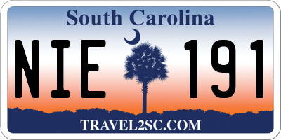 SC license plate NIE191