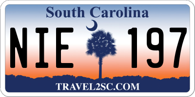 SC license plate NIE197