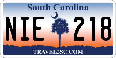 SC license plate NIE218