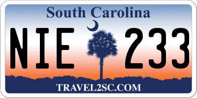 SC license plate NIE233
