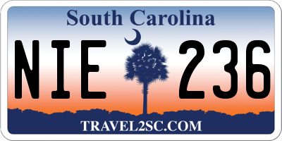 SC license plate NIE236