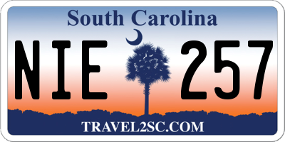 SC license plate NIE257