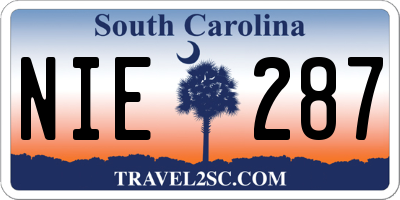 SC license plate NIE287