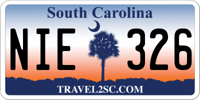 SC license plate NIE326