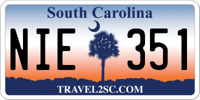 SC license plate NIE351
