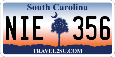 SC license plate NIE356
