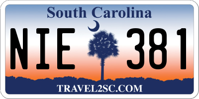 SC license plate NIE381
