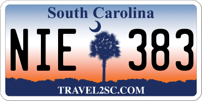 SC license plate NIE383