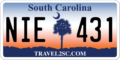 SC license plate NIE431