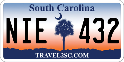 SC license plate NIE432
