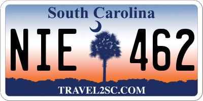 SC license plate NIE462