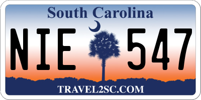 SC license plate NIE547