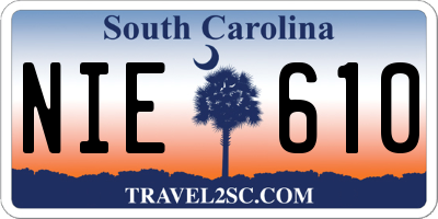 SC license plate NIE610