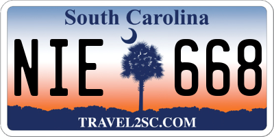 SC license plate NIE668