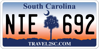SC license plate NIE692