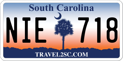 SC license plate NIE718