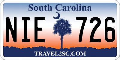 SC license plate NIE726
