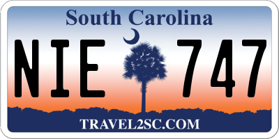 SC license plate NIE747
