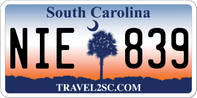 SC license plate NIE839