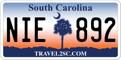 SC license plate NIE892