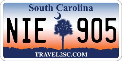 SC license plate NIE905