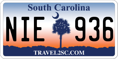SC license plate NIE936