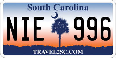 SC license plate NIE996